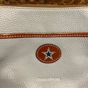 Dooney & Bourke White Leather Tote with Brown Trim and Navy Star